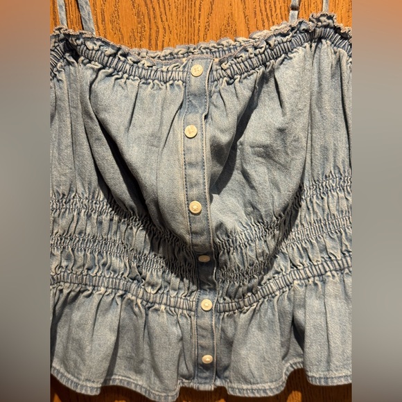 Loft Chambray Ruffle Smocked Button Cami ( medium) - Picture 7 of 13